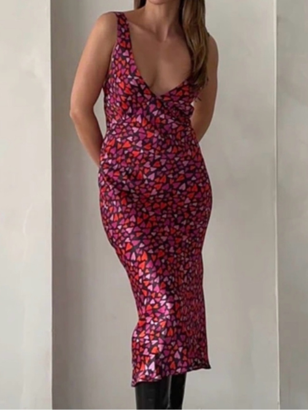 Rumored Red and Pink Hearts Dress, XS